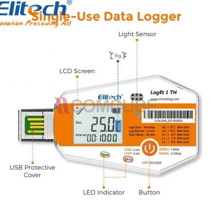 เครื่องบันทึกอุณหภูมิ/ความชื้น Data Logger Elitech logEt 1 TH (Single Use) - Image 2