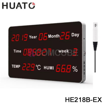 HUATO HE218B-EX แบบ External Sensor (LED 1.8 นิ้ว) เครื่องวัดอุณหภูมิ/ความชื้น